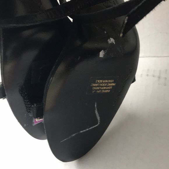 BCBGMAXAZRIA Black Strappy Jeweled Sandals Size 10B NWOB Evening Heels - Picture 7 of 11